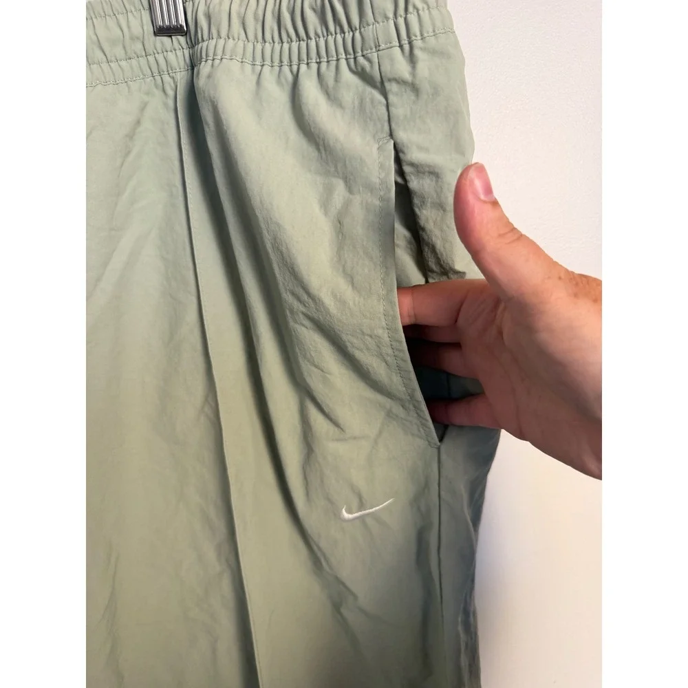Nike Track Pants XXL Sage Green Nylon Wide Leg Swoosh Relaxed Fit Activewear